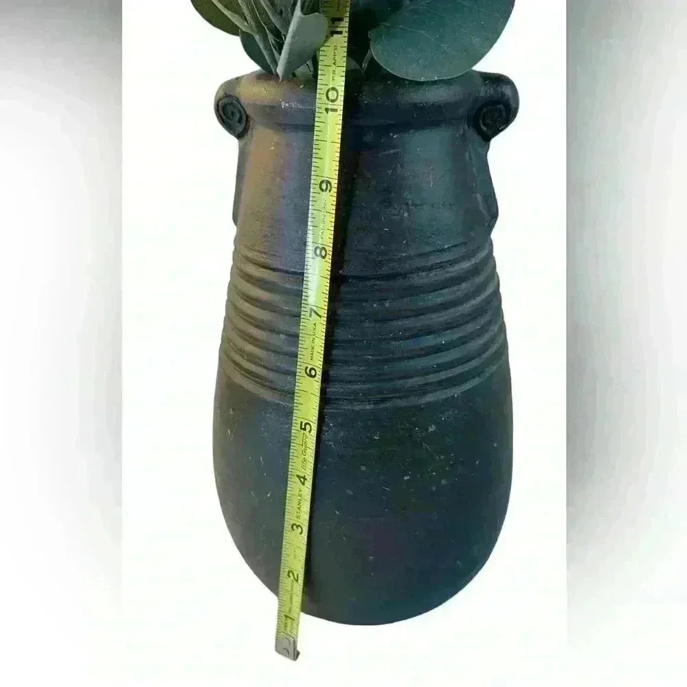 Pier 1 Imports 10” Dark Gray Interior Decorative Vase Rustic Matte Stone